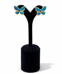 Lak Altın Kaplamalı Renkli Mineli Bijuteri Küpe