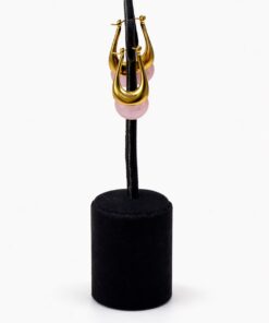 Altın Renk Çelik Gövdeli Renkli Akrilik Yarım Kubbe Halka Küpe