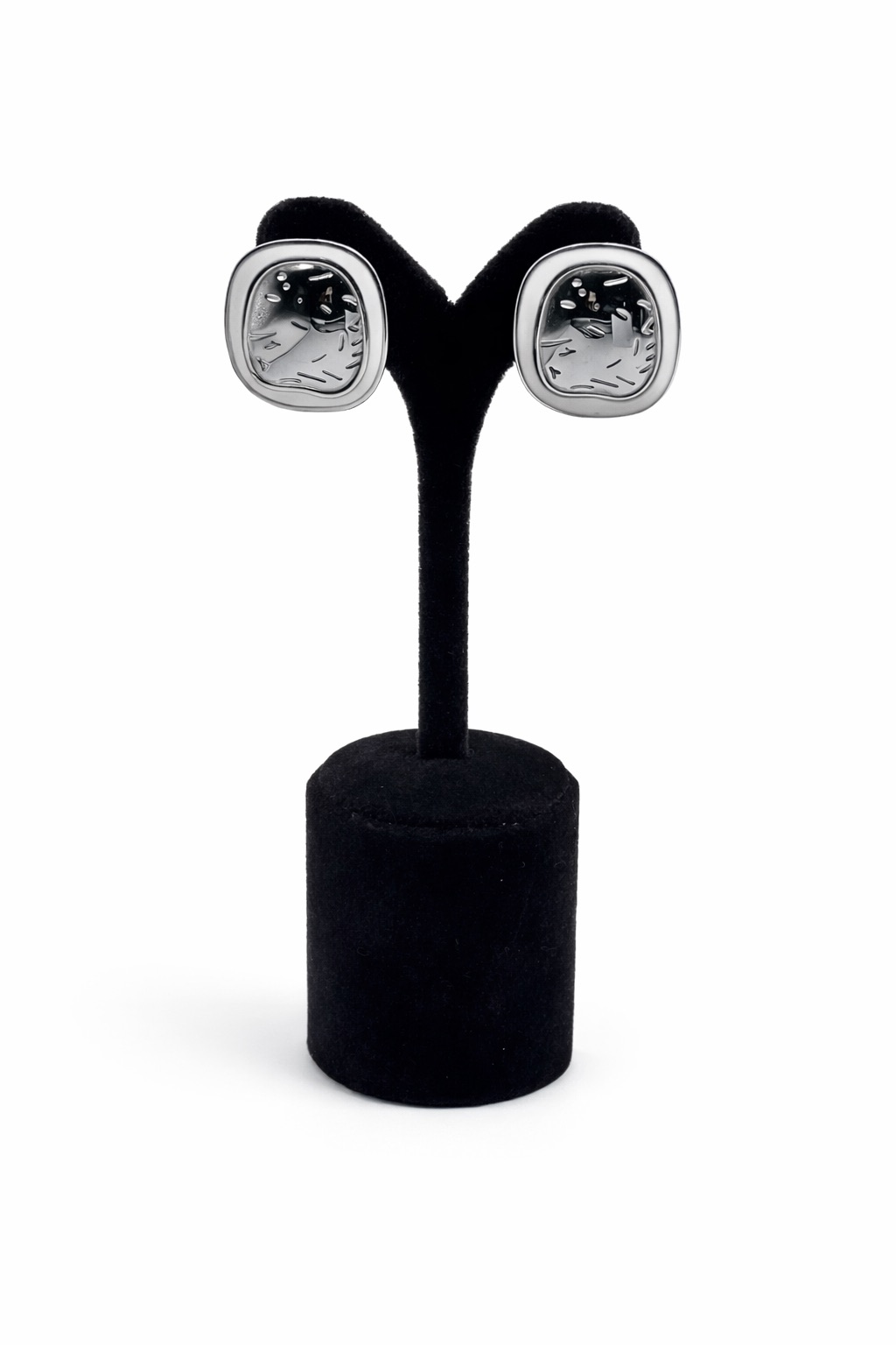 Altın - Gümüş Renkli Beyaz Mineli Çelik Küpe