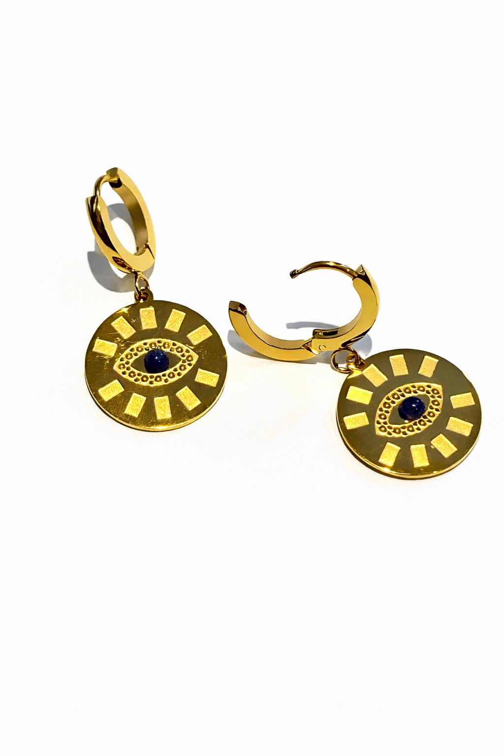 Altın Renk Çelik Nazar Göz Küpe