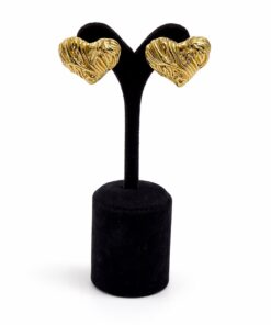 Altın Renk Kabartmalı Kalp Model Çelik Küpe