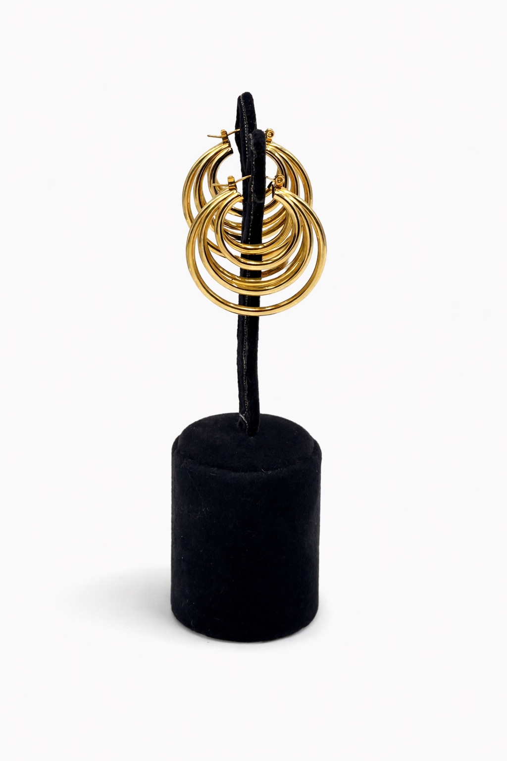 Altın Renk Katmanlı Halka Çelik Küpe Altın Renk Katmanlı Halka Çelik Küpe