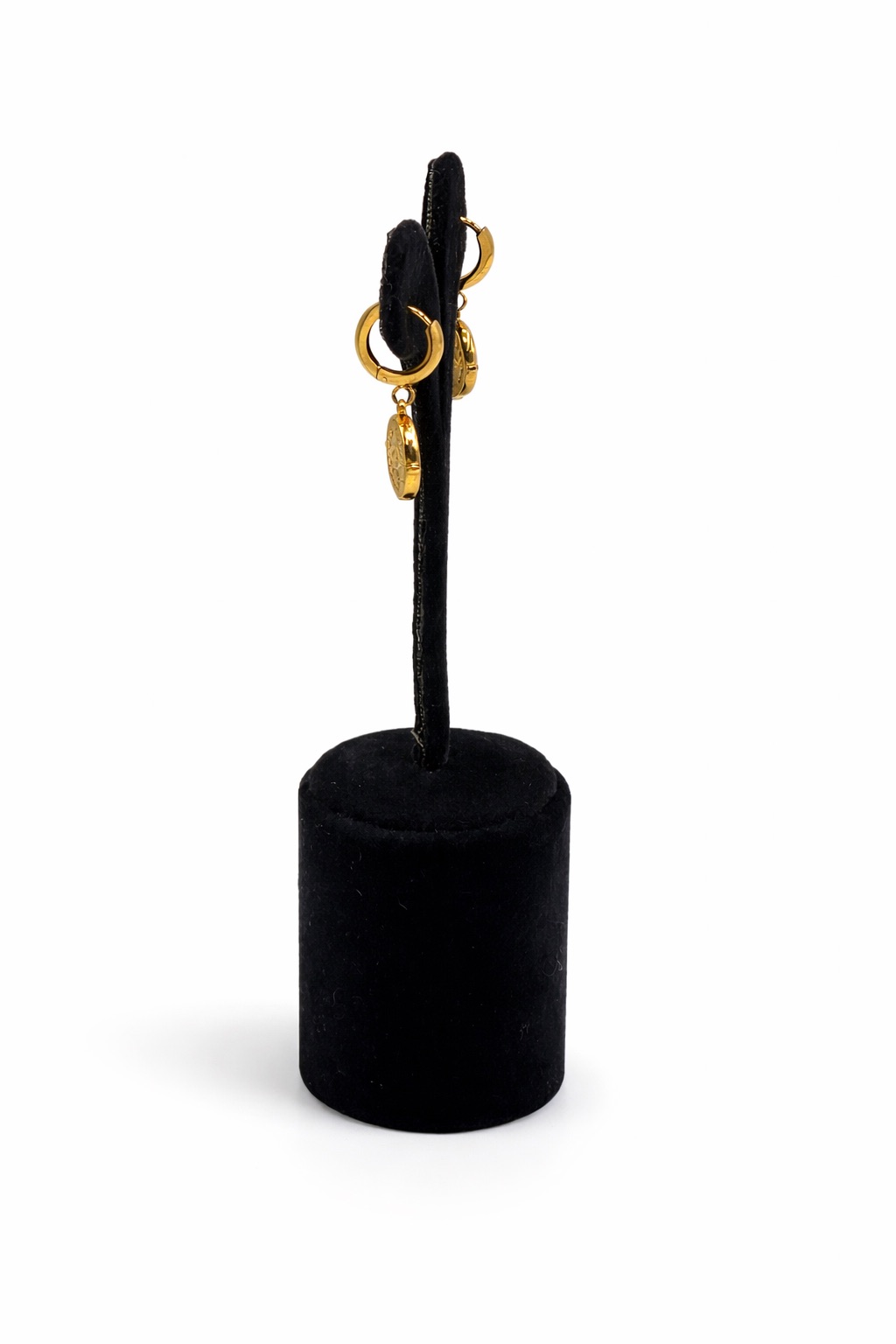 Altın Renk Nazar Göz Madalyon Çelik Küpe