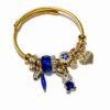 Tavşan Figürlü Mavi Taş Detaylı Gold Renk Çelik Charm Bileklik Tavşan Figürlü Mavi Taş Detaylı Gold Renk Çelik Charm Bileklik