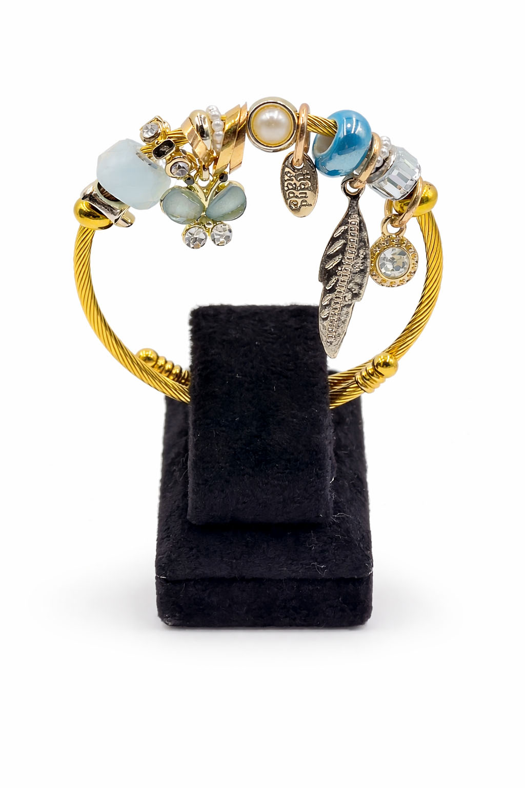 Deniz Kabuklu ve Yıldız Figürlü Altın Renk Çelik Charm Bileklik