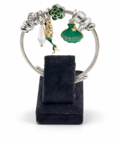 Yeşil Deniz Kızı Kuyruğu ve Deniz Kabuğu Figürlü Gümüş Renk Çelik Charm Bileklik