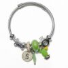 Yeşil Boncuklu Kaktüs ve Kemik Figürlü Gümüş Renk Çelik Charm Bileklik Yeşil Boncuklu Kaktüs ve Kemik Figürlü Gümüş Renk Çelik Charm Bileklik