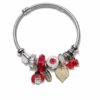 Uğur Böceği ve Kalp Figürlü Kırmızı Taş Detaylı Gümüş Renk Çelik Charm Bileklik Uğur Böceği ve Kalp Figürlü Kırmızı Taş Detaylı Gümüş Renk Çelik Charm Bileklik