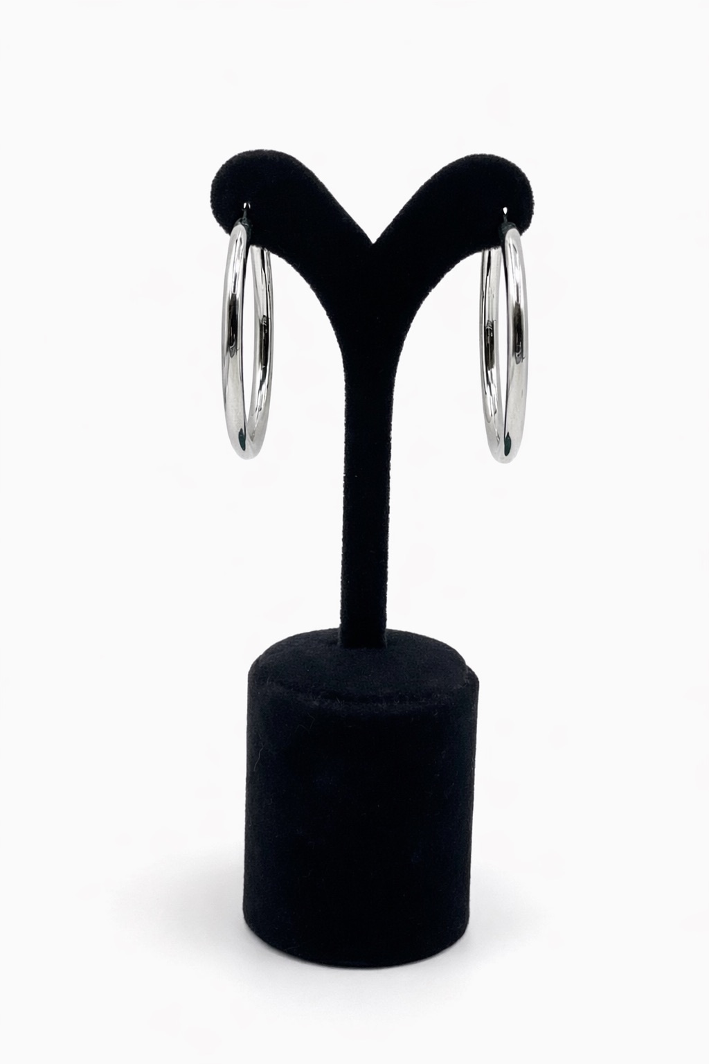 Gümüş Renk Çelik Büyük Kalın Halka Küpe