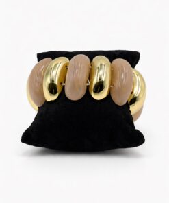 Altın Renk Metal Detaylı Bej Akrilik Bilezik