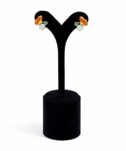 Taşlı Kelebek Model Mineli Lak Kaplama Küpe