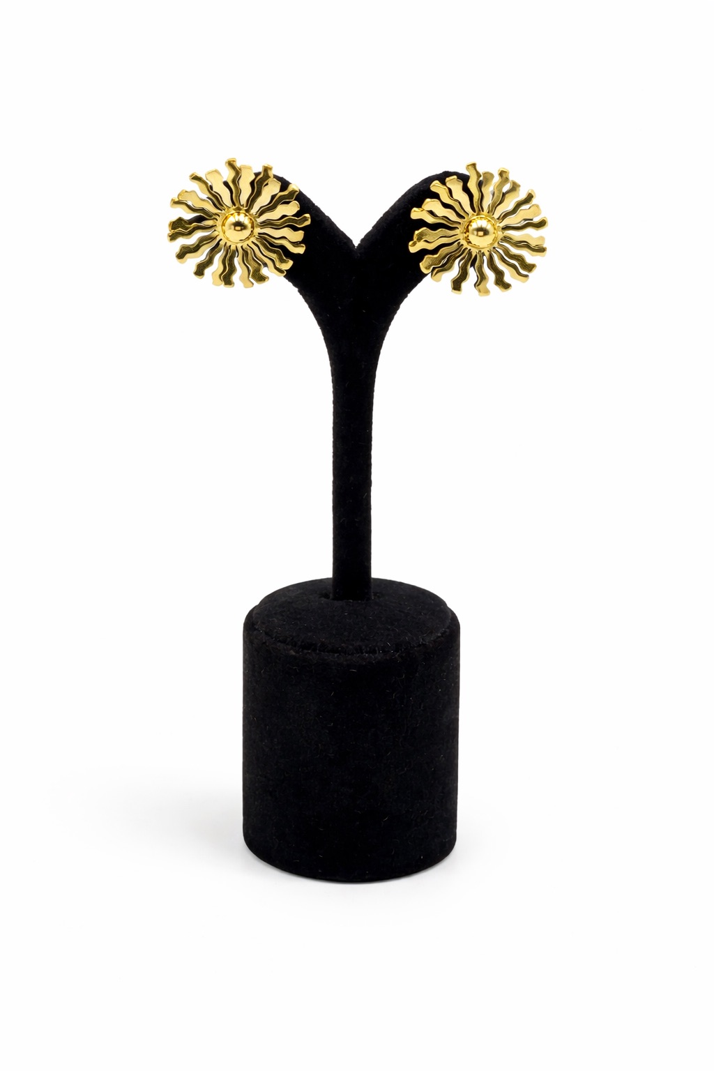 Güneş Figürlü Altın Renk Çelik Küpe