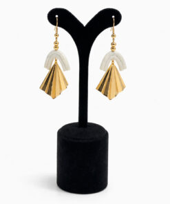 Fimo Obje Lak Altın Kaplama Sallantılı Bijuteri Küpe