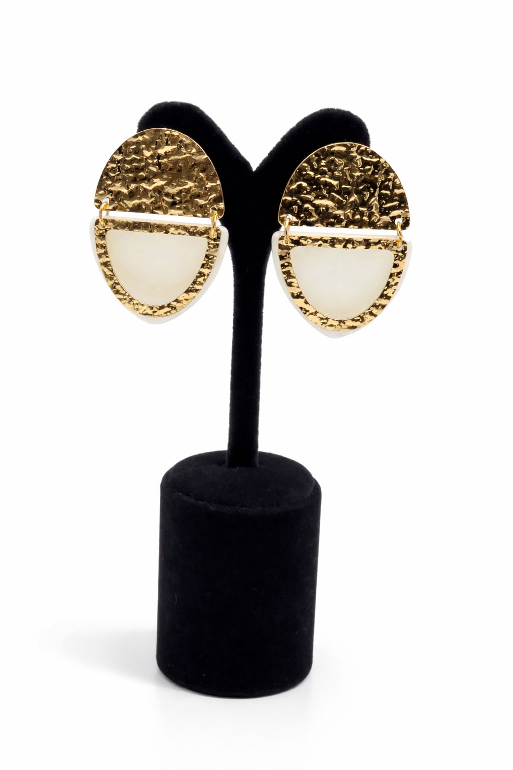 Lak Altın Kaplama Akrilik Detaylı Geometrik Küpe