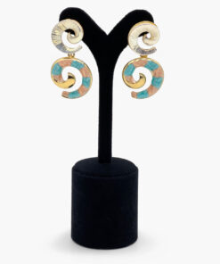 Lak Altın Kaplama ve Akrilik Detaylı Spiral Küpe