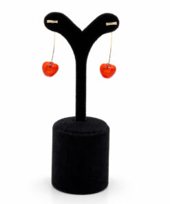 Lak Kaplama Kırmızı Akrilik Kiraz Formlu Sallantılı Küpe