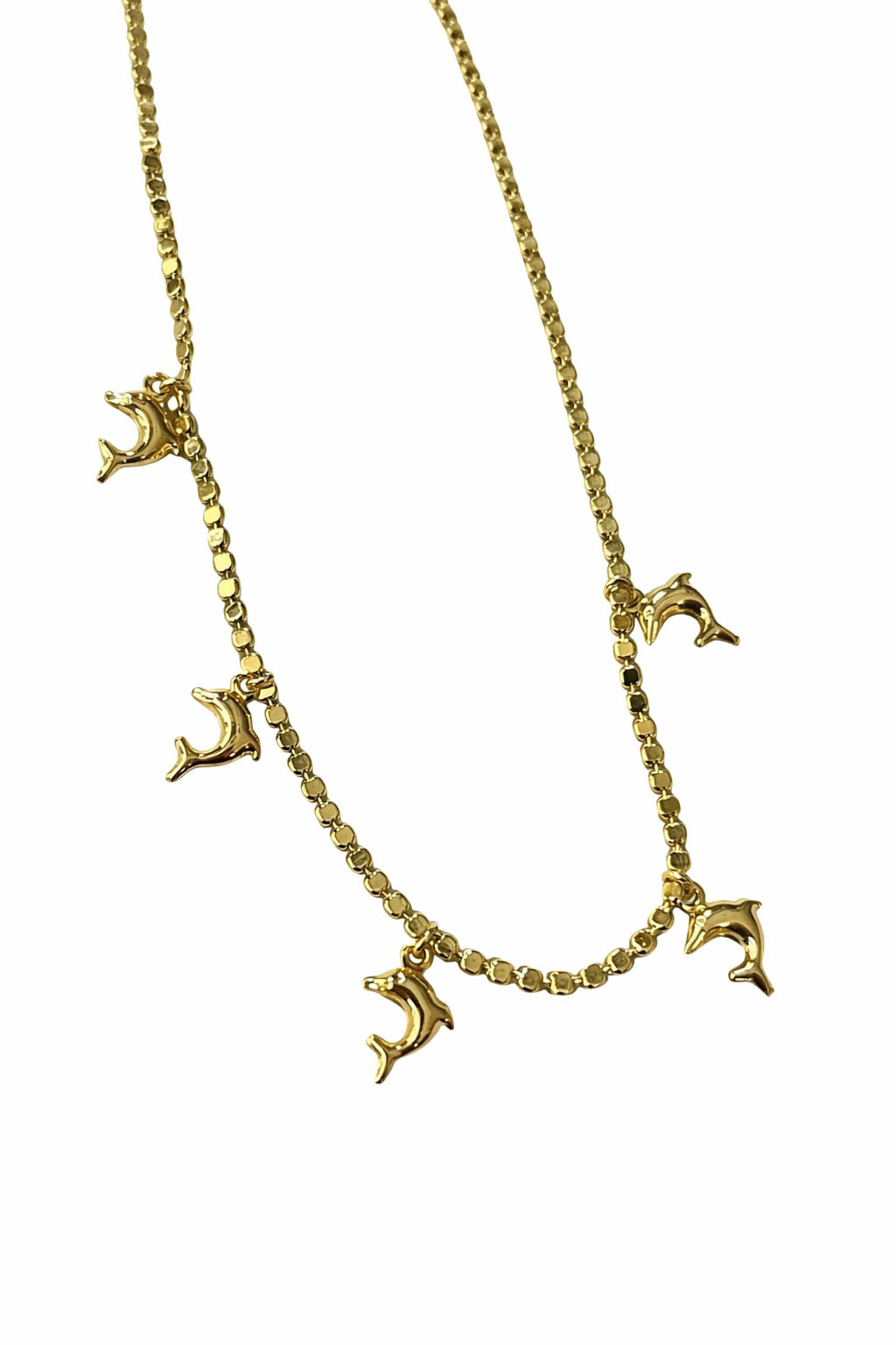 Altın Renk Çoklu Yunus Figürlü Çelik Kolye