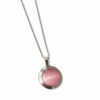 Yuvarlak Pembe Renk Taşlı Çelik Kolye