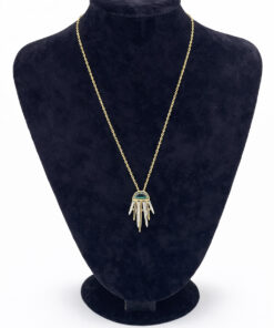 Altın Renk Zirkon Taşlı Modern Çelik Kolye