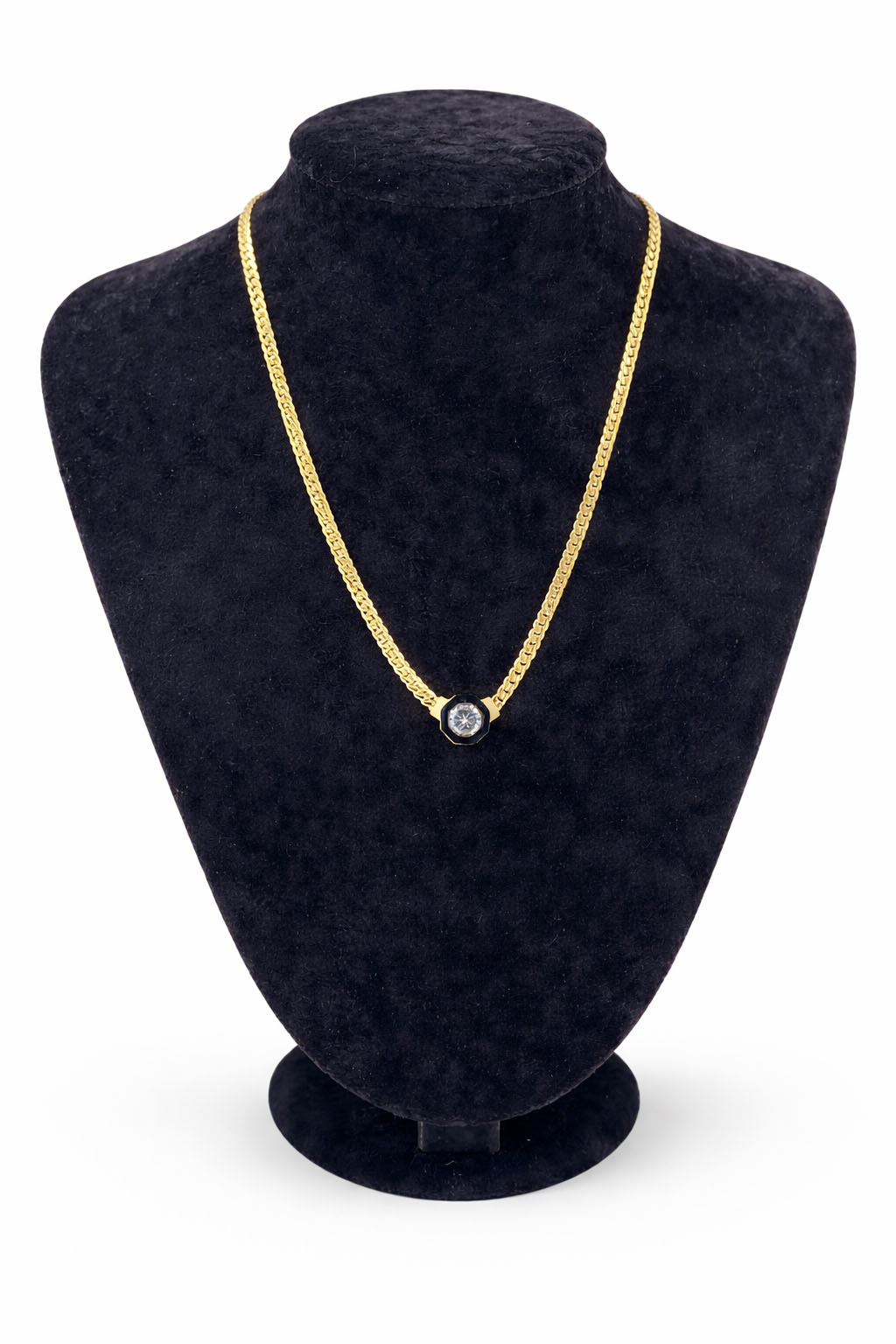 Altın Renk Zirkon Taşlı Modern Çelik Kolye