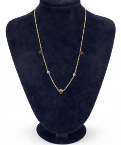 Nazar Boncuklu Yonca Figürlü Altın Renk Çelik Kolye