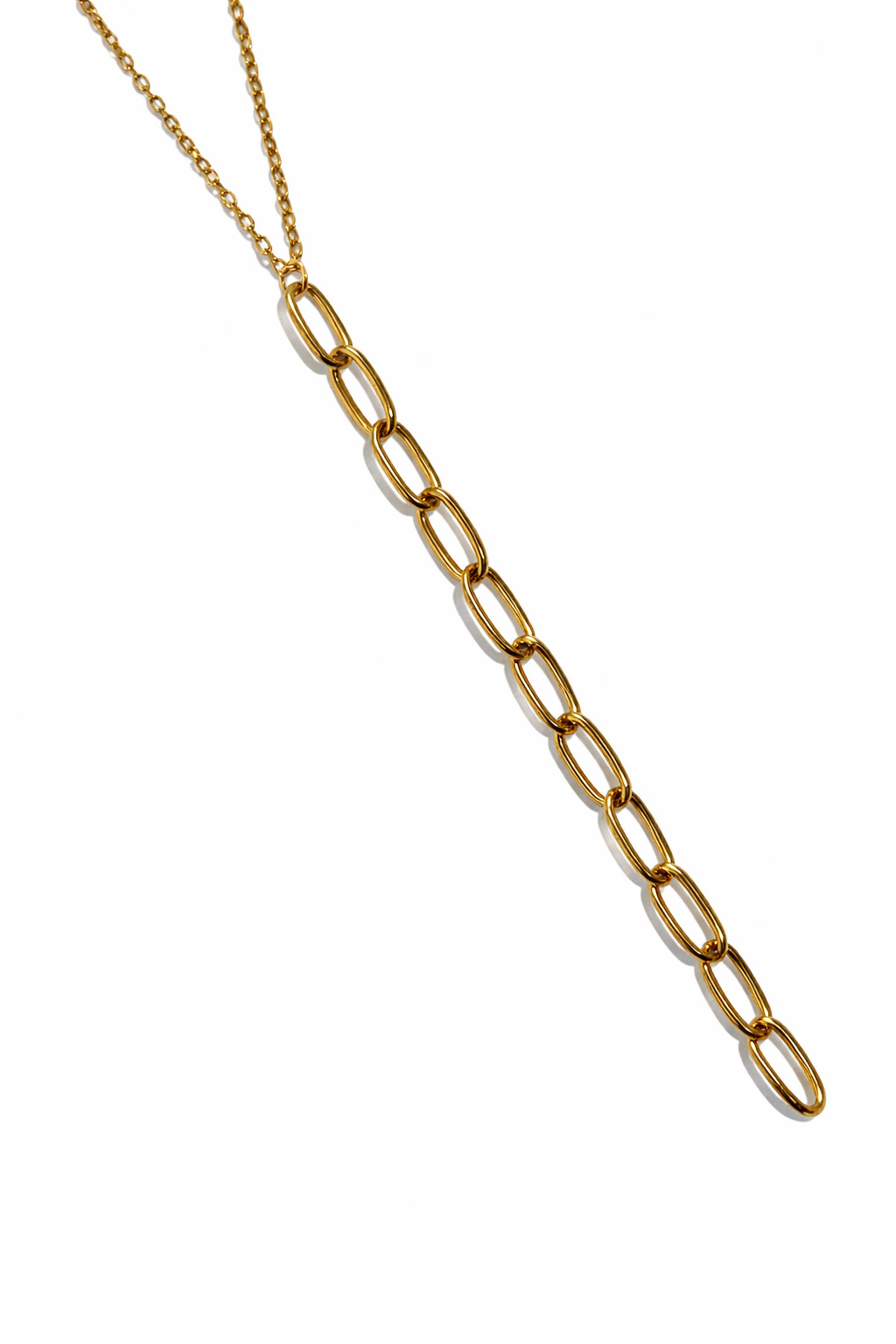 Altın Renk Büyük Halka Zincirli Y Model Çelik Kolye