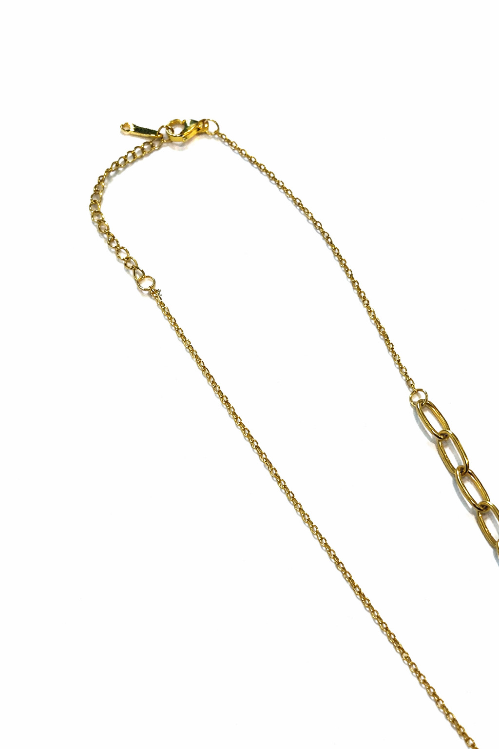 Altın Renk Büyük Halka Zincirli Y Model Çelik Kolye