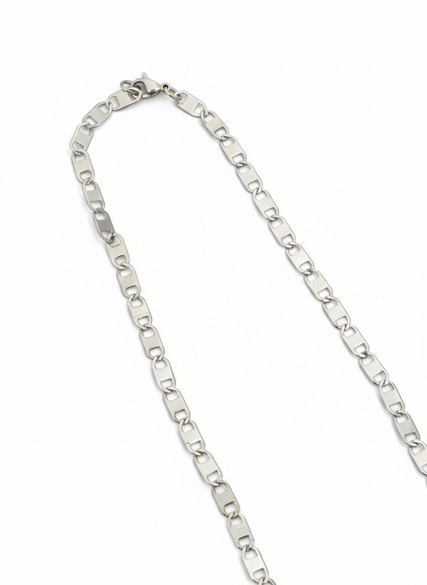 Gümüş Renk Çelik Ezme Zincir Kolye