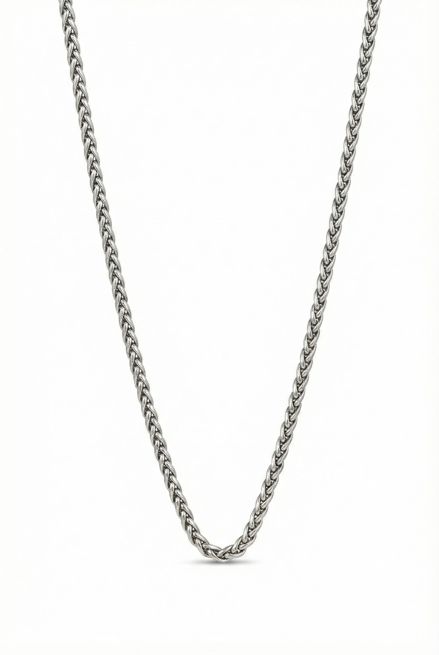 Gümüş Renkli Örgü Model Klasik Zincir Kolye