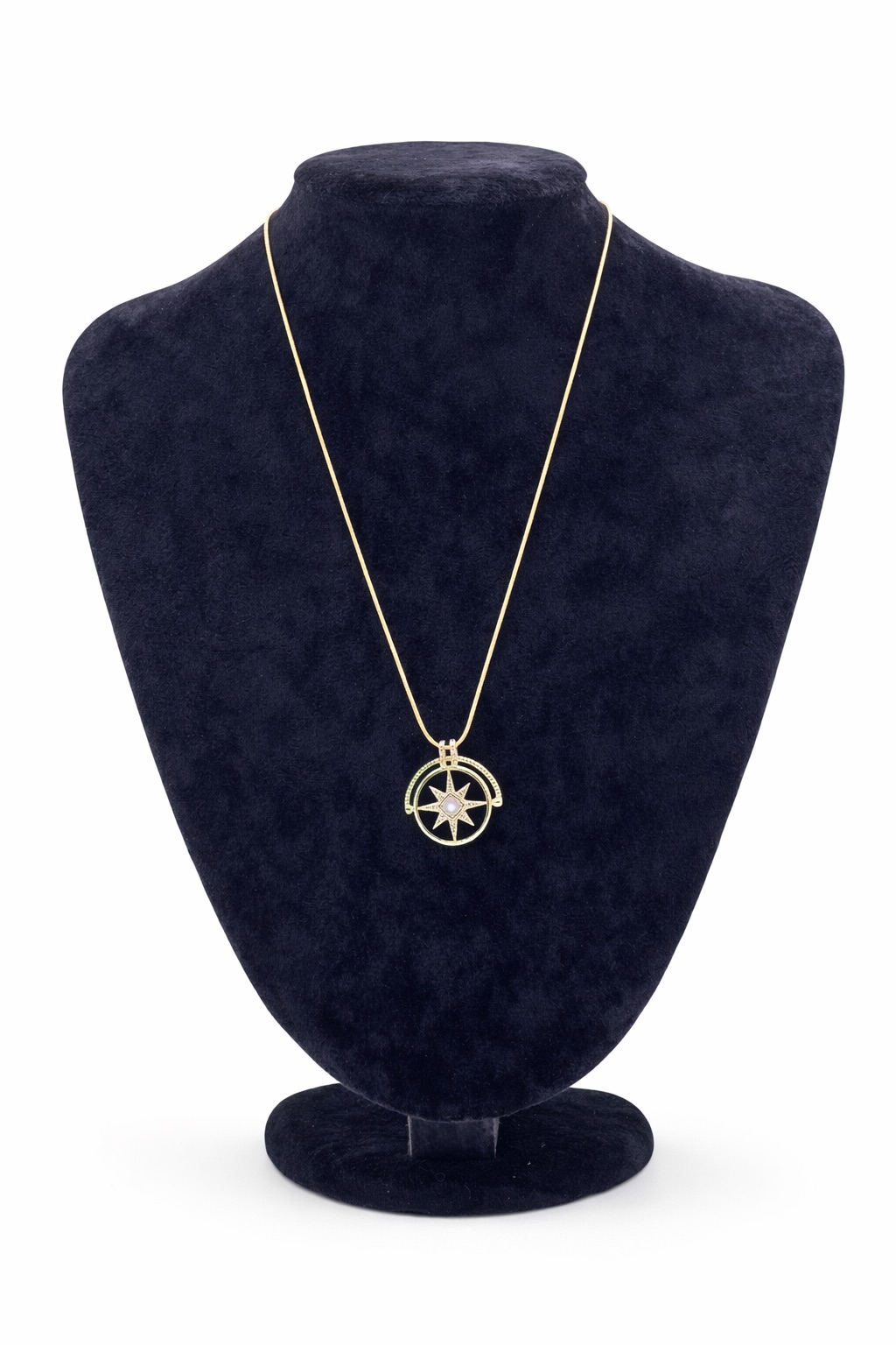 Zirkon Taşlı Kuzey Yıldızı Altın Renk Çelik Kolye