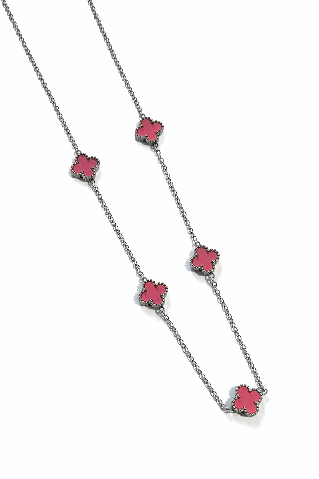 Gümüş Renk Çelik Çoklu Yonca Kolye