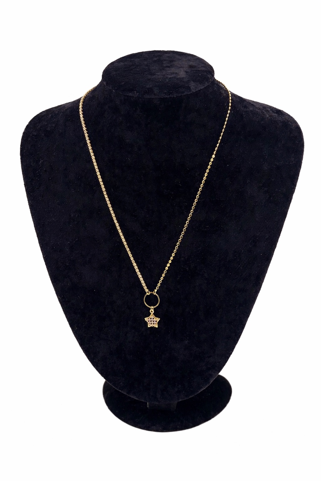 Altın Renk Asimetrik Zirkon Taşlı Yıldız Figürlü Çelik Kolye