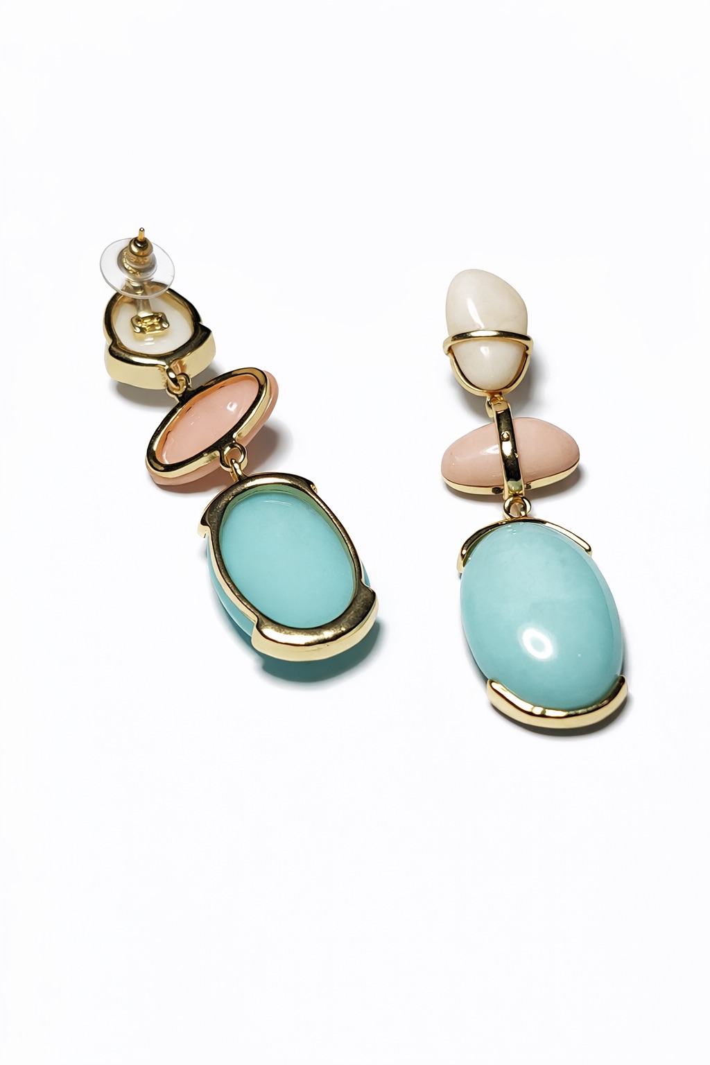 Lak Kaplama Renkli Akrilik Taşlı Sallantılı Küpe Lak Kaplama Renkli Akrilik Taşlı Sallantılı Küpe