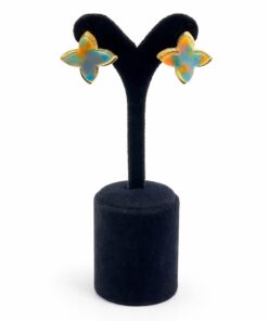 Altın Renk Lak Kaplama Akrilik Yonca Form Küpe