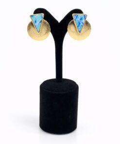 Lak Kaplama Akrilik Taşlı Üçgen Küpe