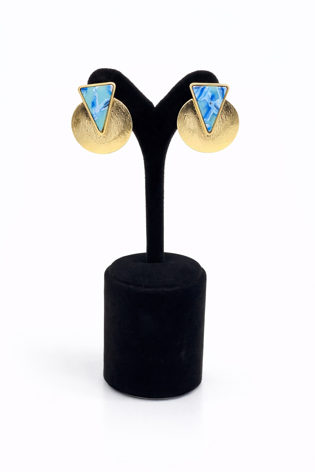 Lak Kaplama Akrilik Taşlı Üçgen Küpe