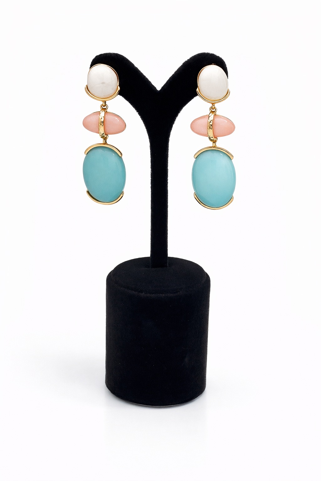 Lak Kaplama Renkli Akrilik Taşlı Sallantılı Küpe Lak Kaplama Renkli Akrilik Taşlı Sallantılı Küpe