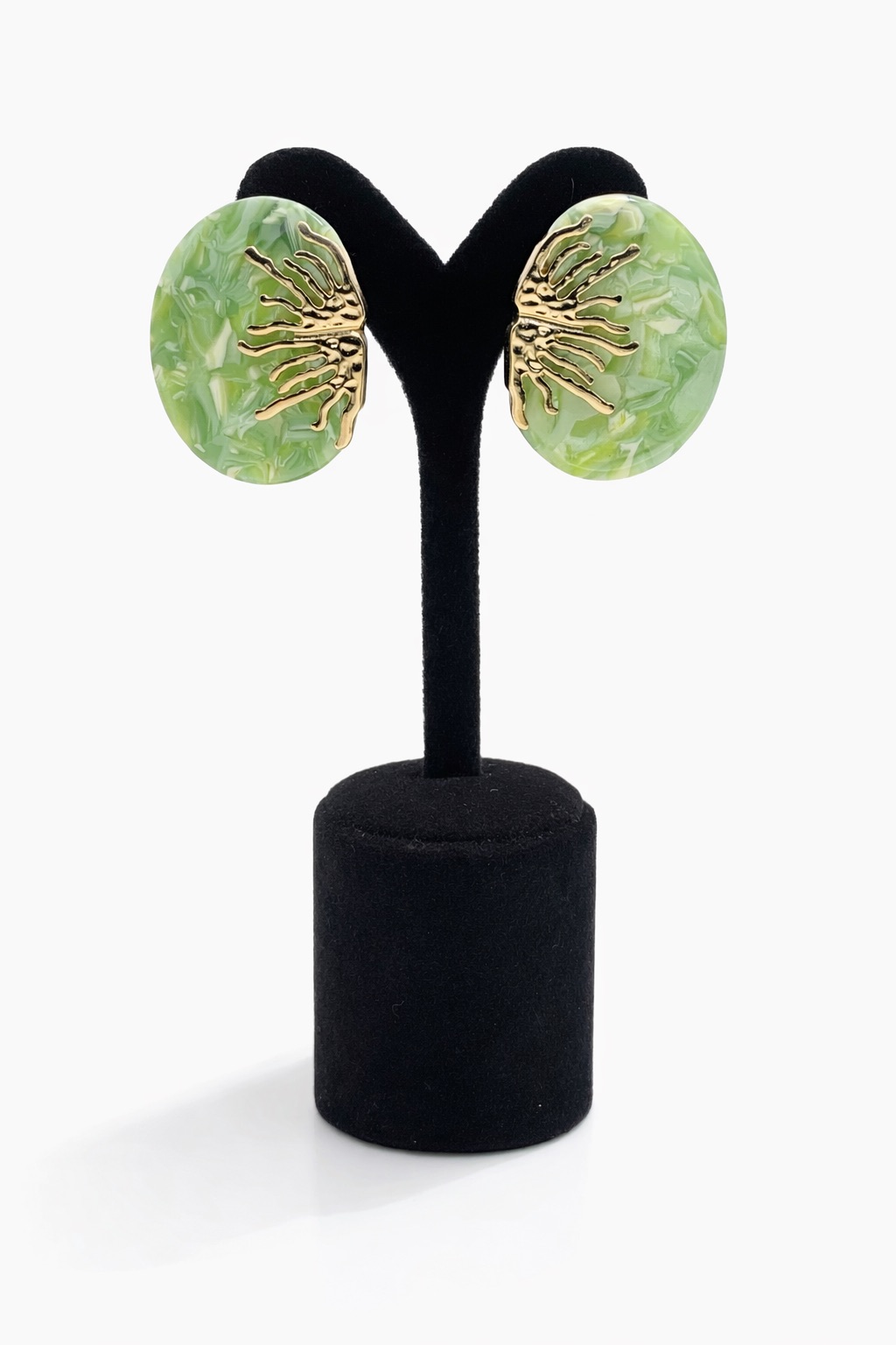 Güneş Motifli Oval Lak Kaplama Akrilik Küpe