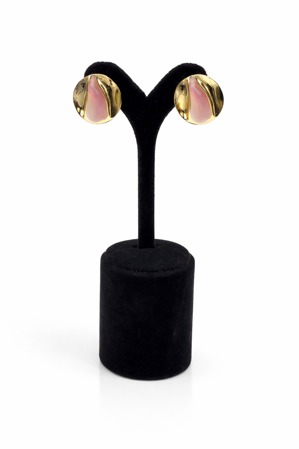 Lak Kaplama Mineli Yuvarlak Küpe