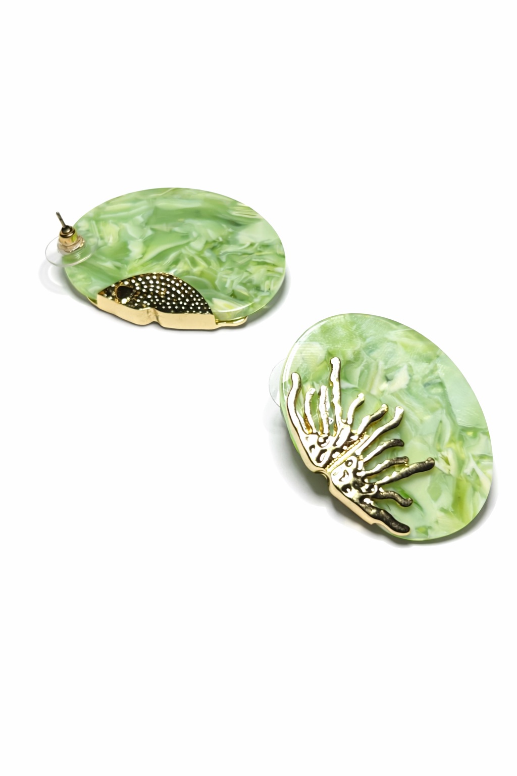 Güneş Motifli Oval Lak Kaplama Akrilik Küpe