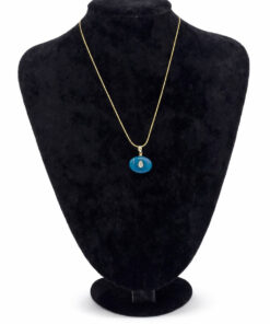 Doğal Taş Detaylı Altın Renk Çelik Kolye