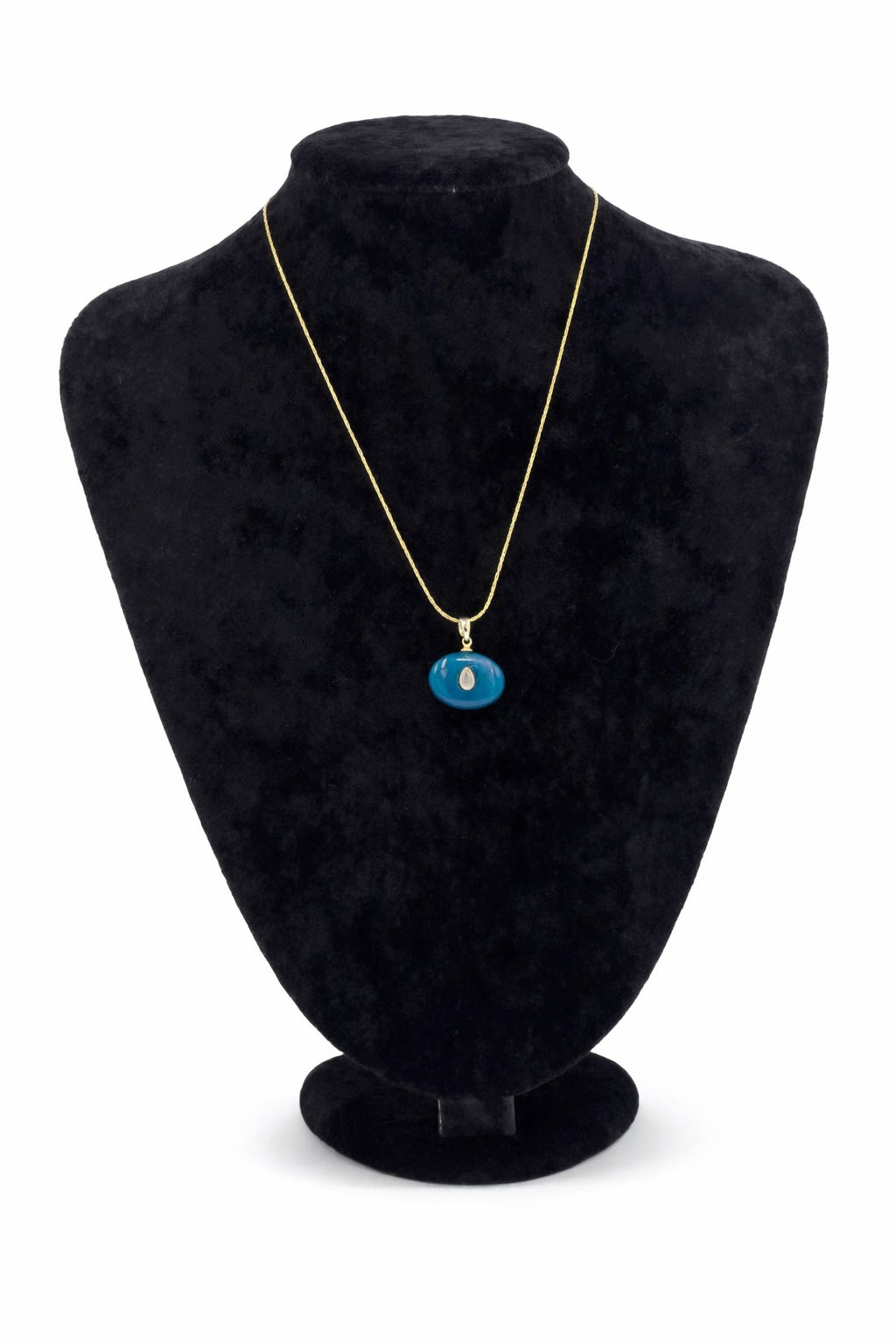 Doğal Taş Detaylı Altın Renk Çelik Kolye