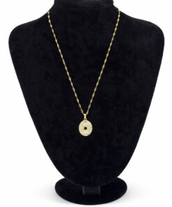 Sedef Taş Detaylı Altın Renk Çelik Kolye