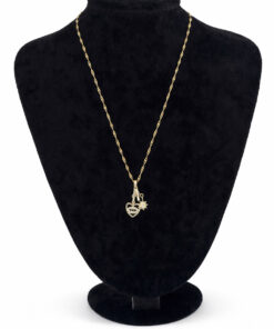 Zirkon Taş Detaylı Kalp Figürlü Altın Renk Çelik Kolye