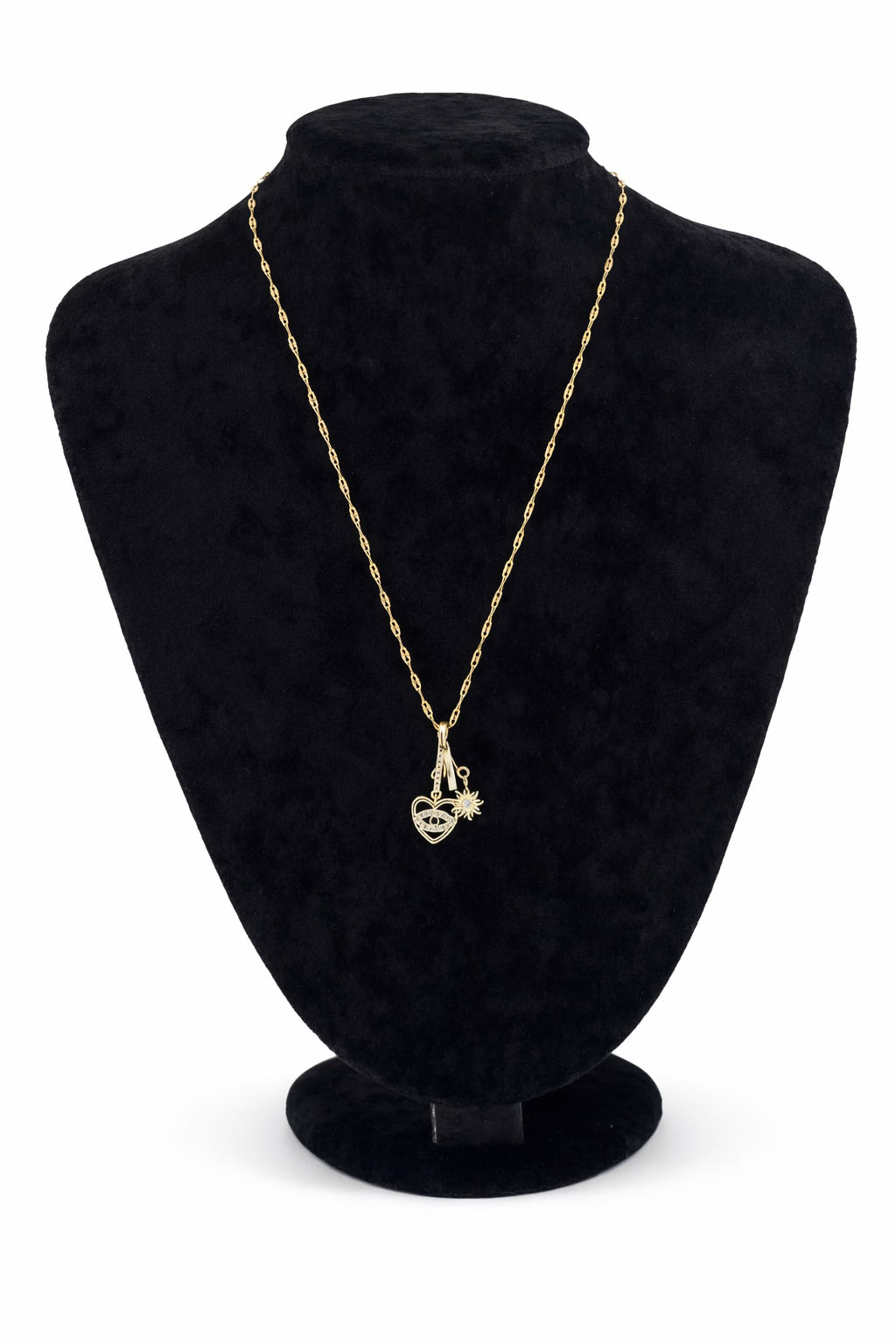 Zirkon Taş Detaylı Kalp Figürlü Altın Renk Çelik Kolye