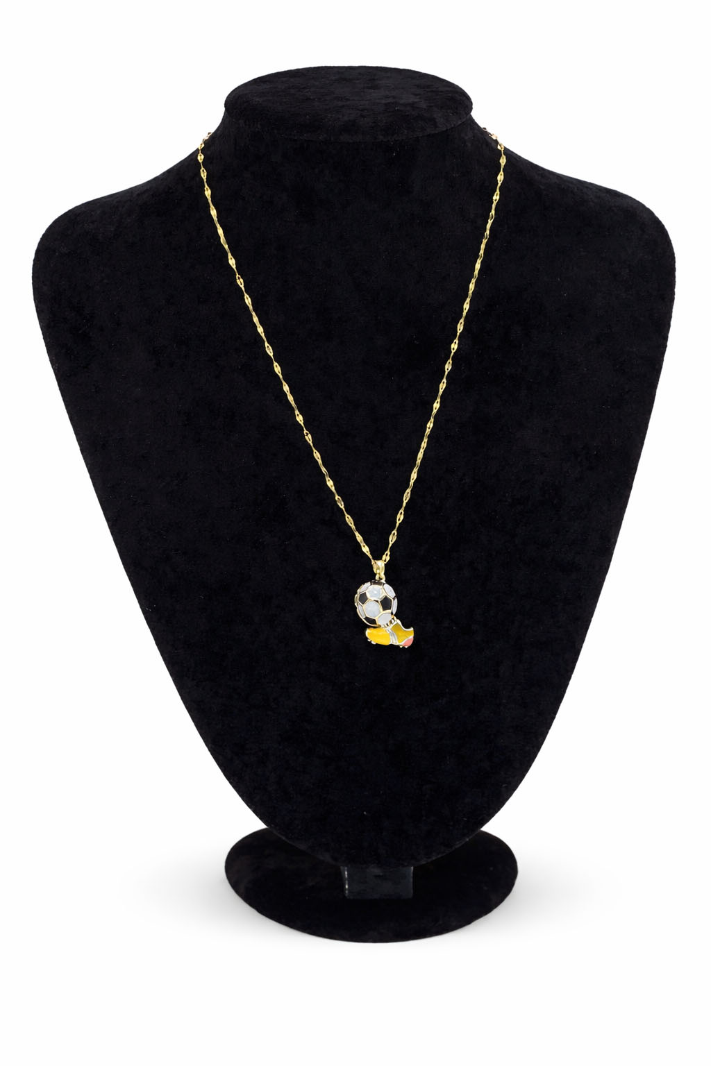 Mineli Futbol Topu ve Krampon Figürlü Altın Renk Çelik Kolye