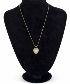 Sedef ve Zirkon Taş Detaylı Kalp Figürlü Altın Renk Çelik Kolye