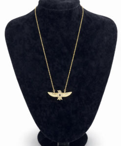 Kartal Figürlü Zirkon Taş Süslemeli Altın Renk Çelik Kolye