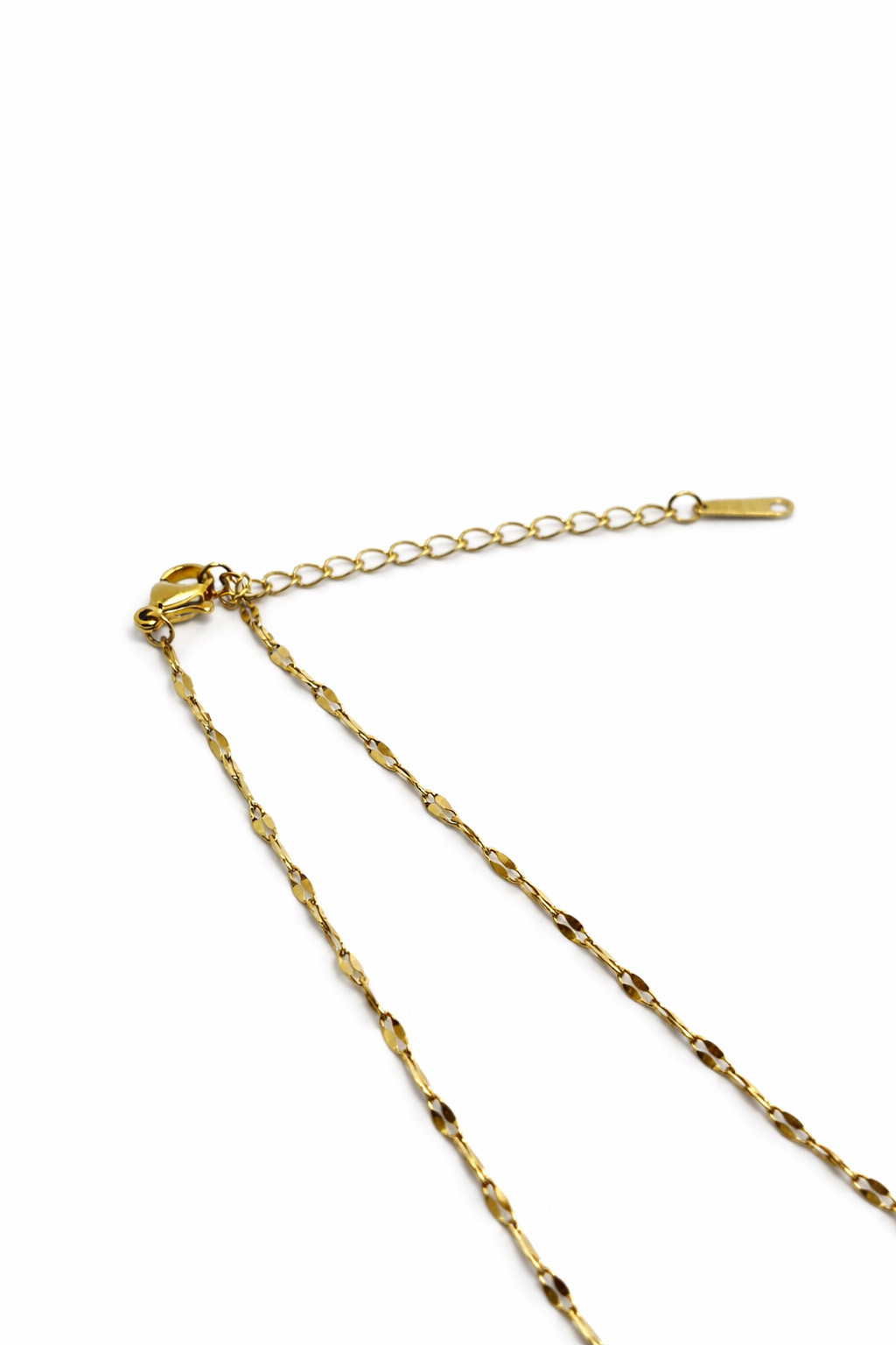 Uğur Böceği ve Yonca Figürlü Mineli Altın Renk Çelik Kolye