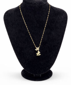 Zirkon Taşlı Unicorn Figürlü Altın Renk Çelik Kolye